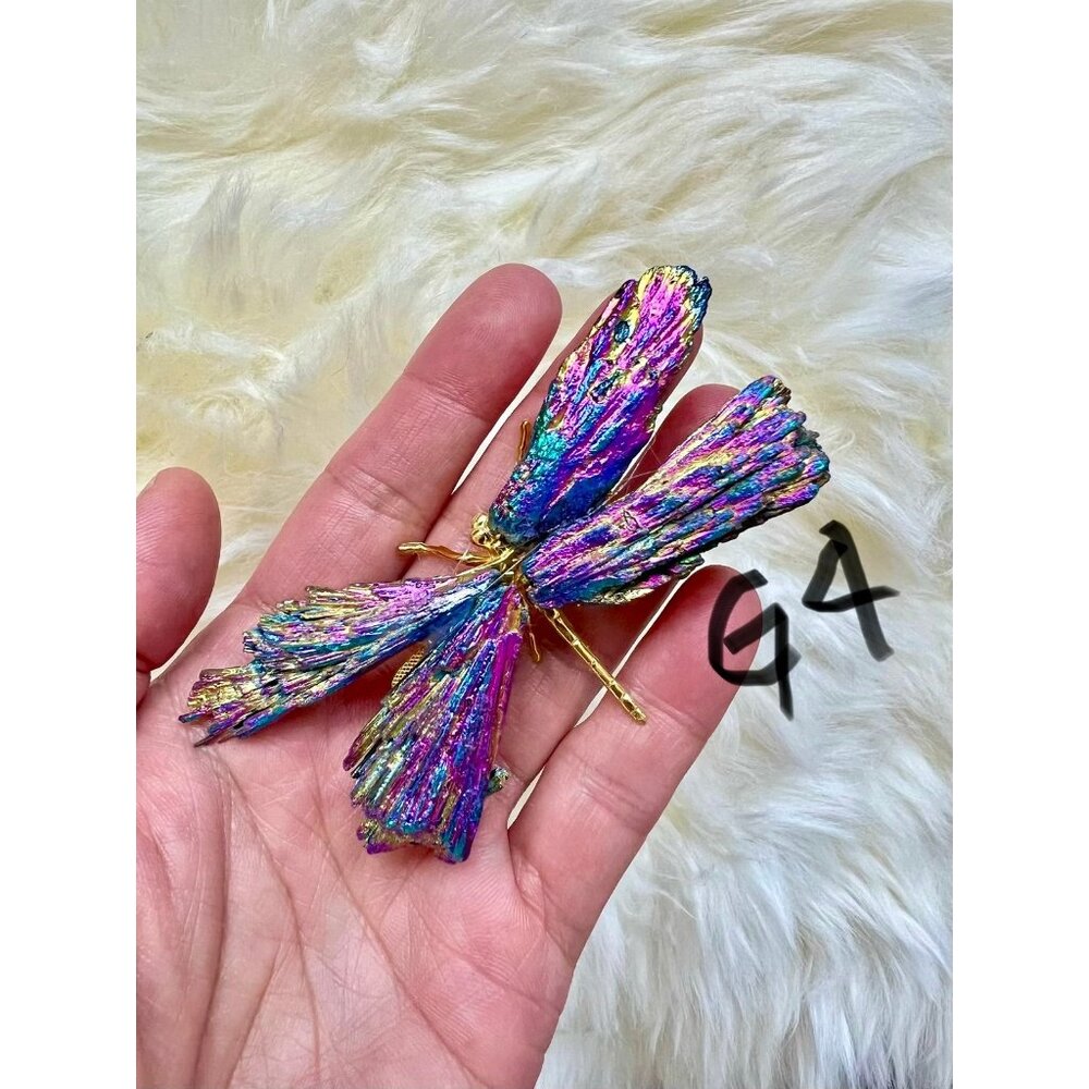 Titanium AURA Coated Black TOURMALINE Dragonfly! - Picture 2 of 8